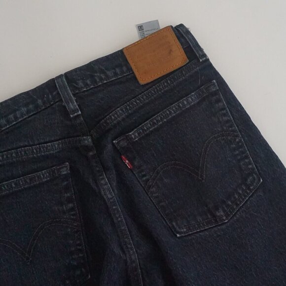 Levi's Wedgie Black Stone Wash Straight Tapered High Waisted Denim Jeans 26 - Picture 12 of 12